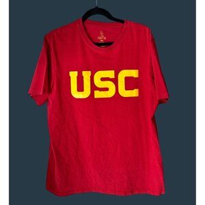 USC Trojans Red Short Sleeve T-Shirt Size L 100% Cotton Made In Honduras